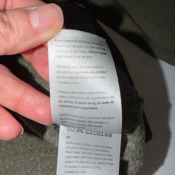 Tentree Womens Small Olive Green Nature Print Raglan Sweatshirt Organic Cotton - Picture 6 of 13